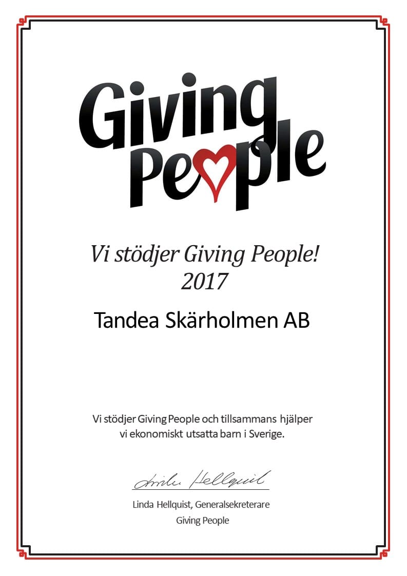 billig tandläkare Giving people certifikat 2017